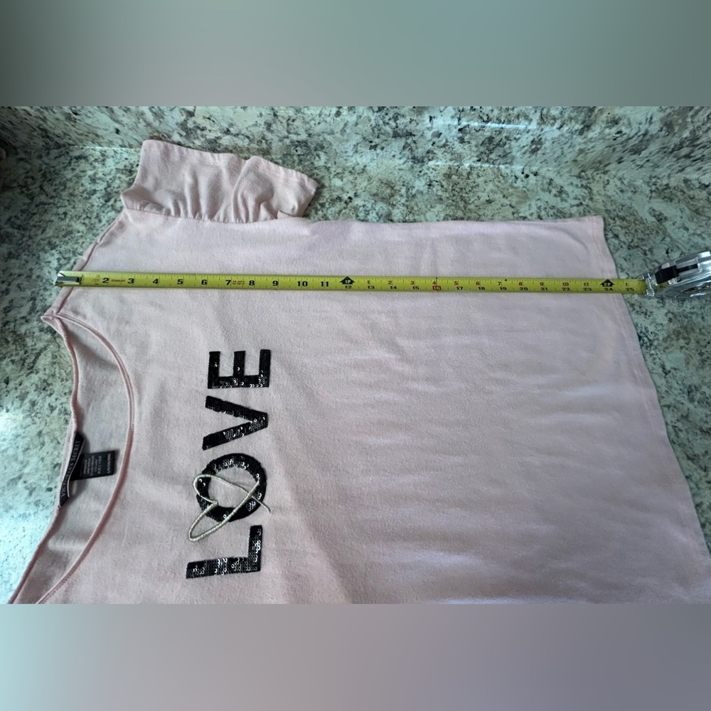 Victoria’s Secret Pink Black Sequins Embellished LOVE Tee Sleep Shirt Size L - Picture 9 of 9